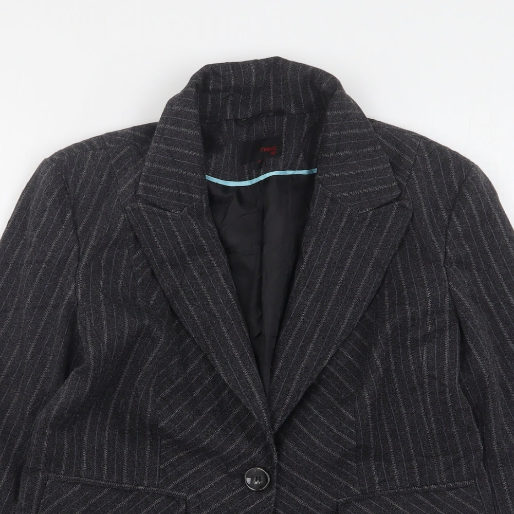 NEXT Womens Grey Striped Polyester Jacket Suit Jacket Size 14