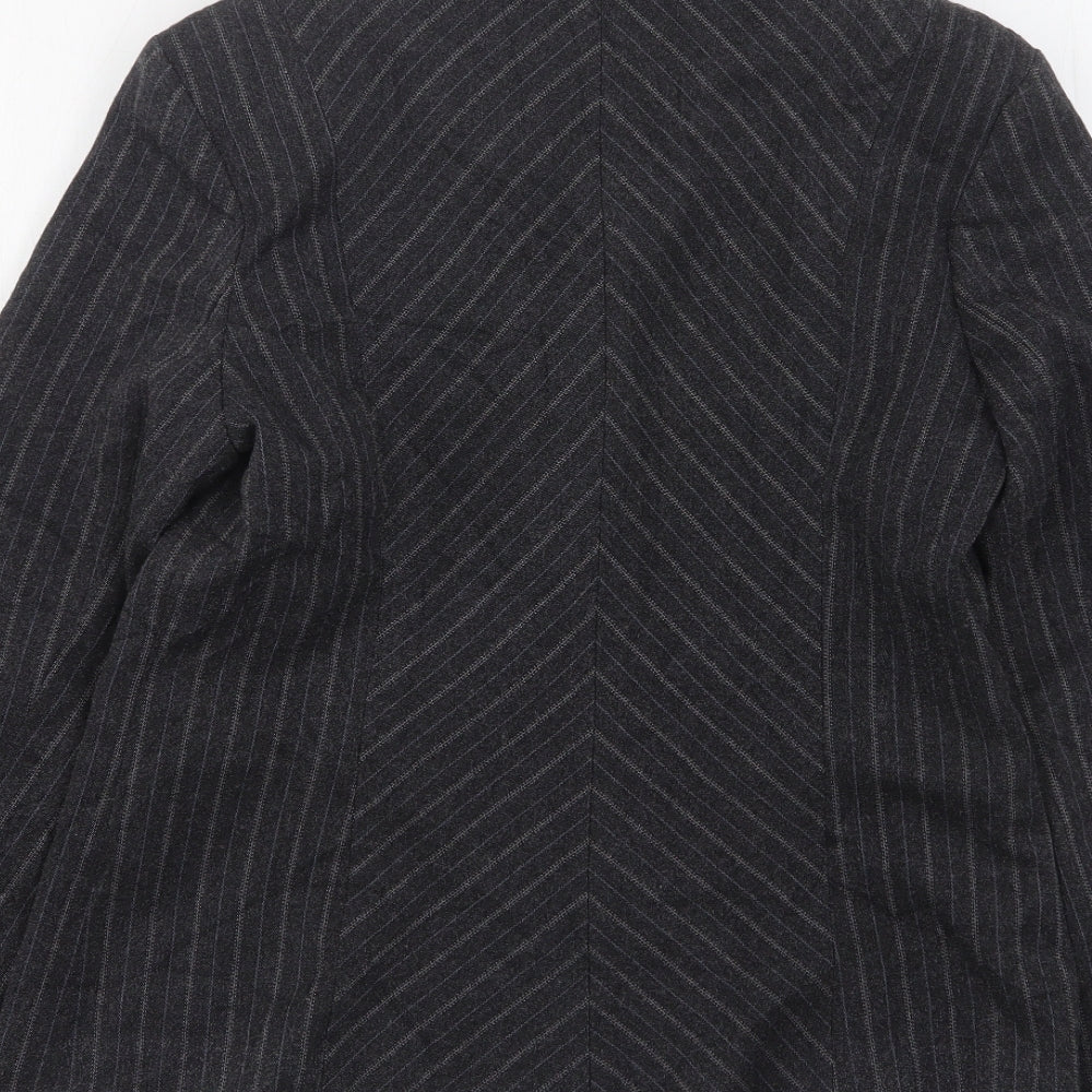 NEXT Womens Grey Striped Polyester Jacket Suit Jacket Size 14