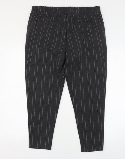 ICHI Womens Grey Striped Polyester Capri Leggings Size L L25 in