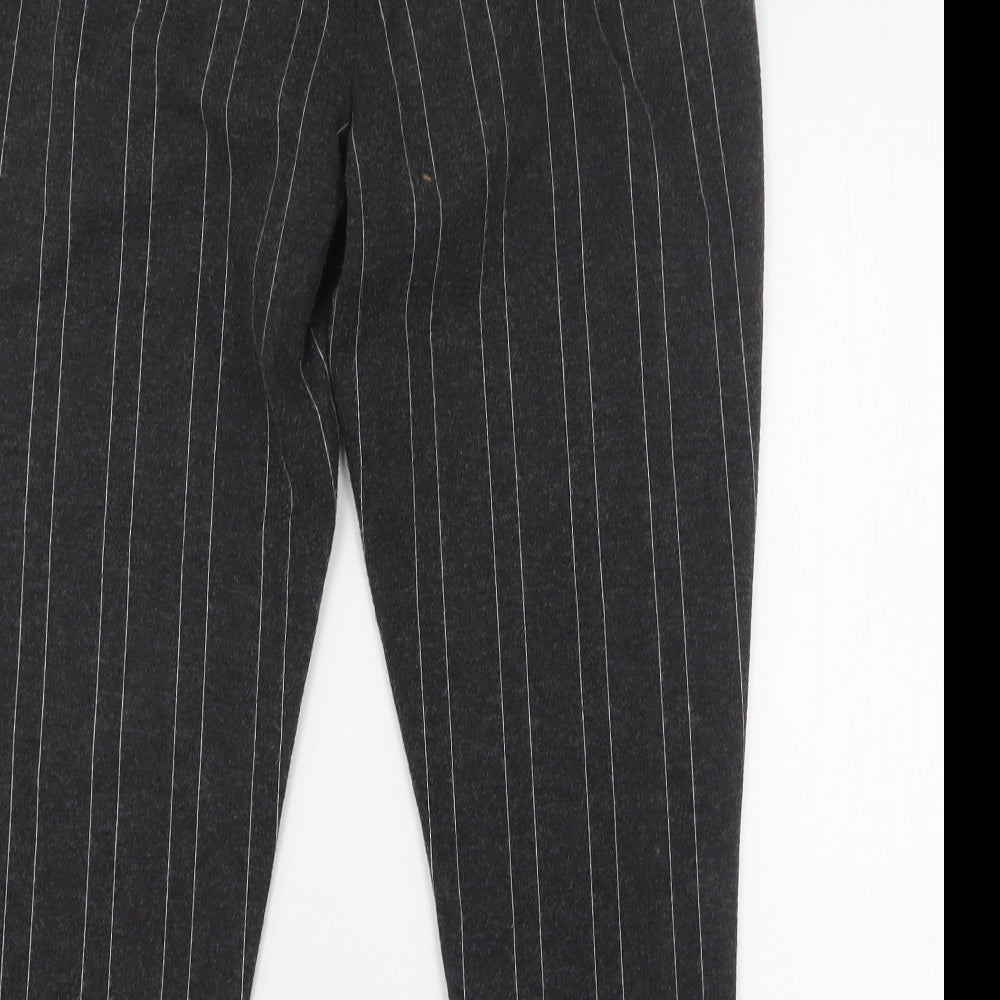 ICHI Womens Grey Striped Polyester Capri Leggings Size L L25 in
