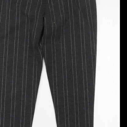 ICHI Womens Grey Striped Polyester Capri Leggings Size L L25 in