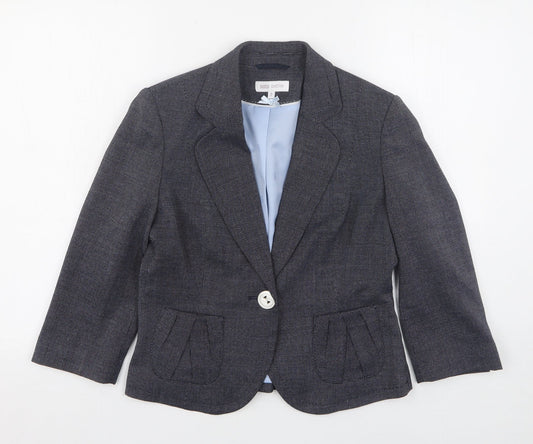 Marks and Spencer Womens Blue Check Polyester Jacket Suit Jacket Size 10