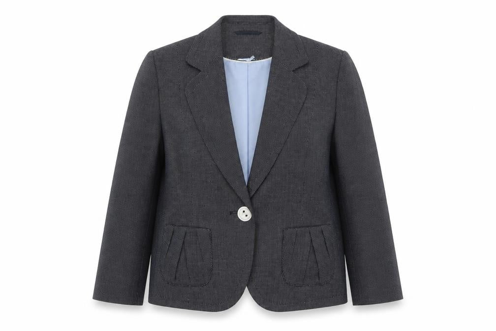 Marks and Spencer Womens Blue Check Polyester Jacket Suit Jacket Size 10