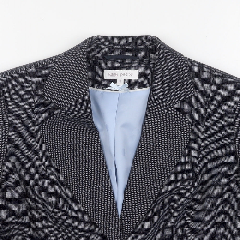 Marks and Spencer Womens Blue Check Polyester Jacket Suit Jacket Size 10