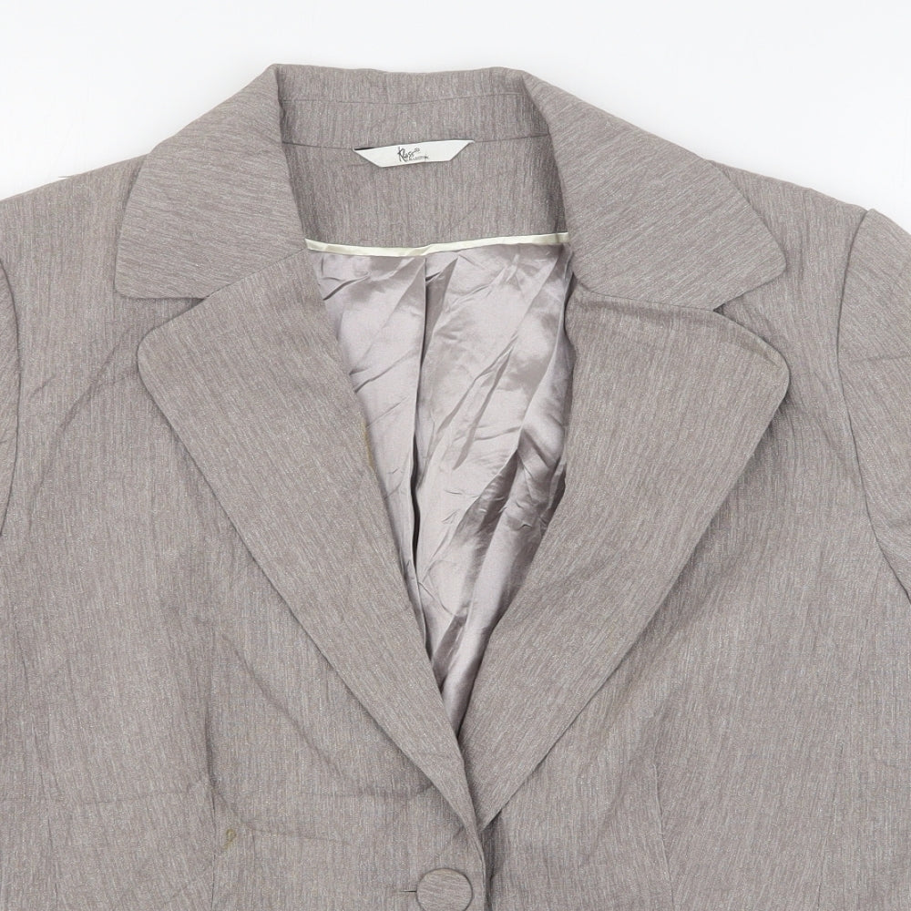 Klass Womens Beige  Polyester Jacket Suit Jacket Size 14