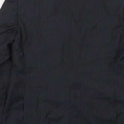 George Mens Black Striped Polyester Jacket Suit Jacket Size 38