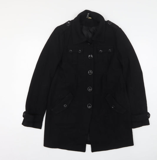 Womens UK Size 10 H&M Black Overcoat