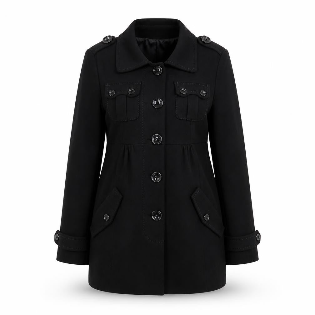 Womens UK Size 10 H&M Black Overcoat