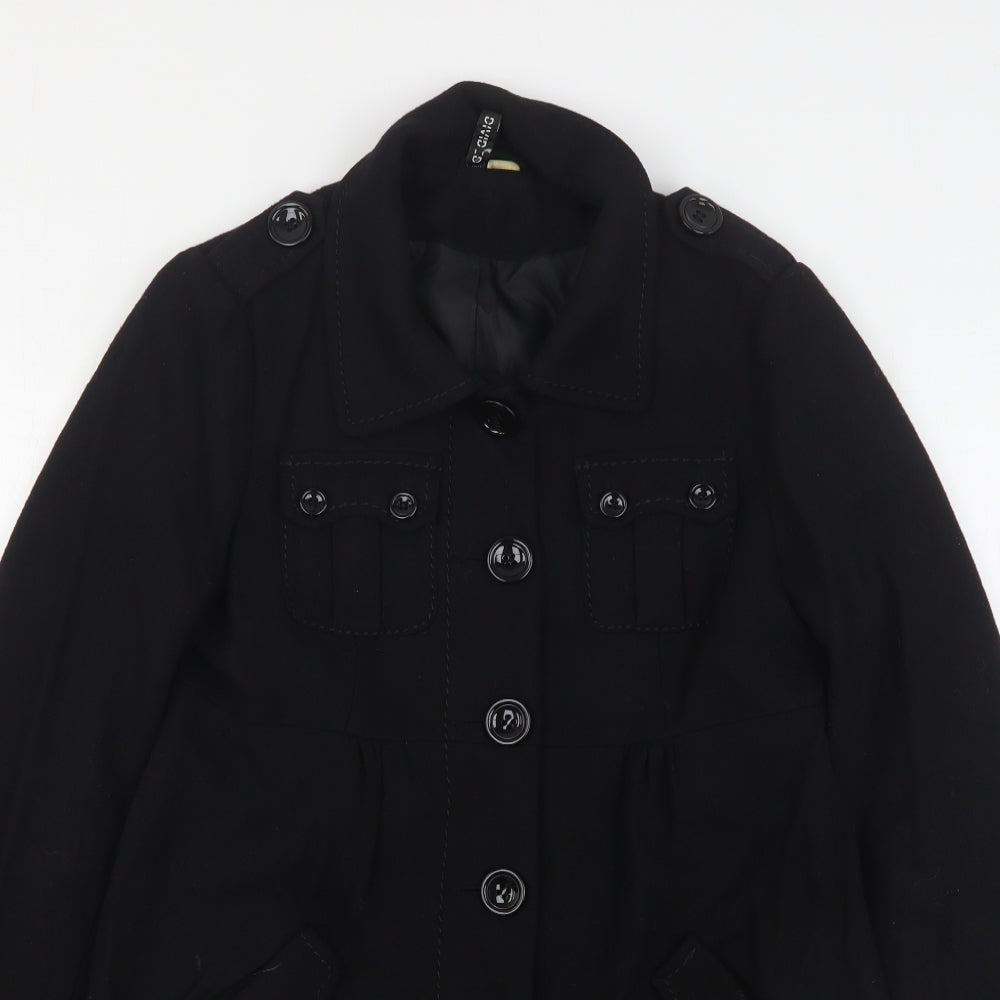 Womens UK Size 10 H&M Black Overcoat
