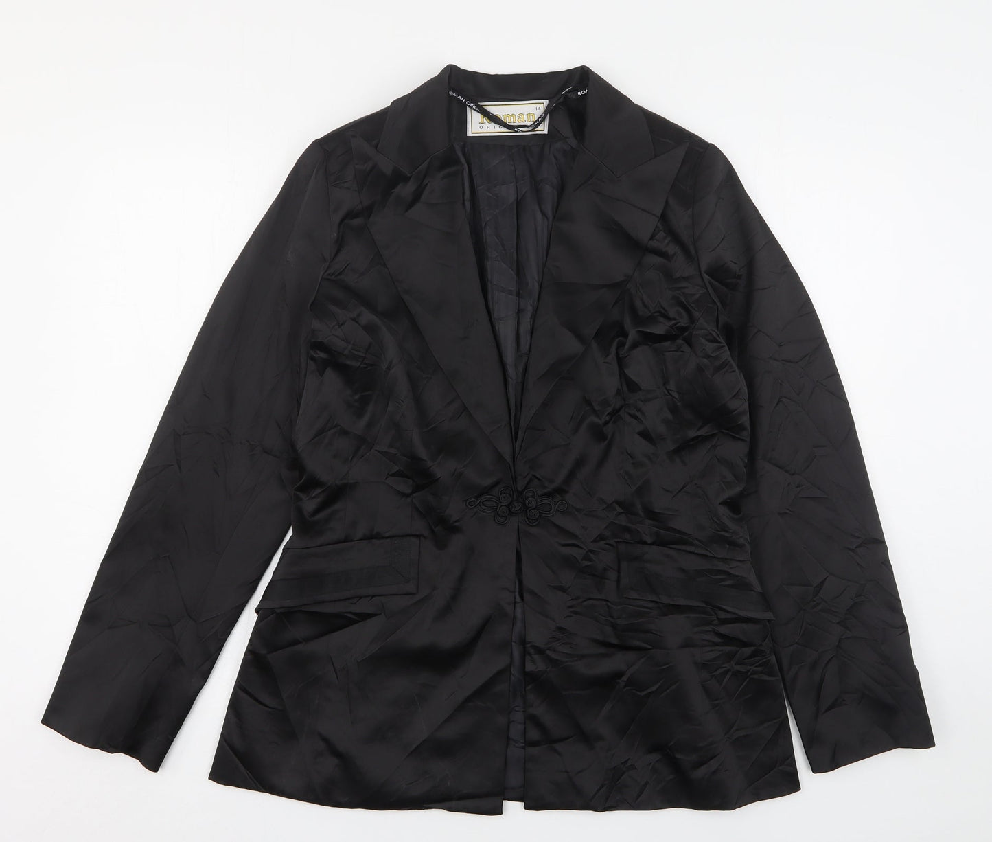 Roman Womens Black  Polyester Jacket Suit Jacket Size 14