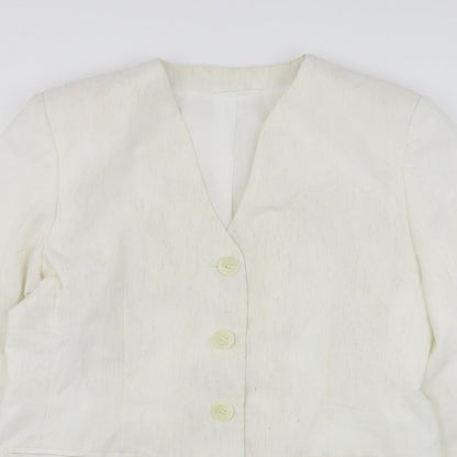 Canda Womens White  Polyester Jacket Suit Jacket Size 14