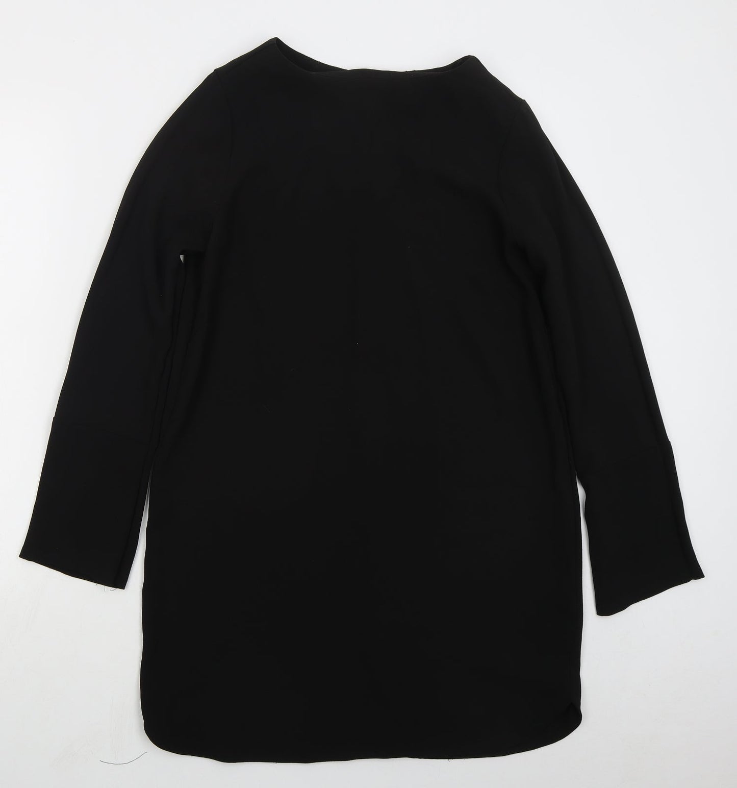 H&M Womens Black  Polyester Shift  Size 10  Boat Neck Zip