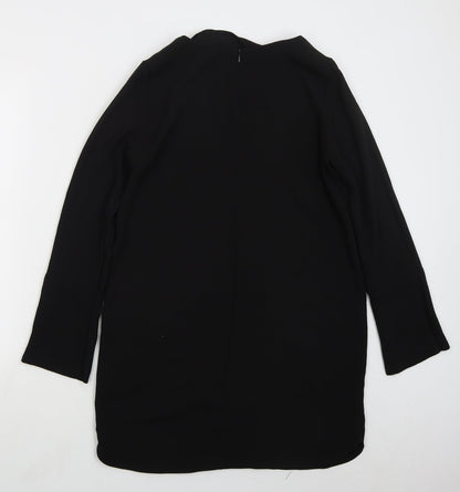 H&M Womens Black  Polyester Shift  Size 10  Boat Neck Zip