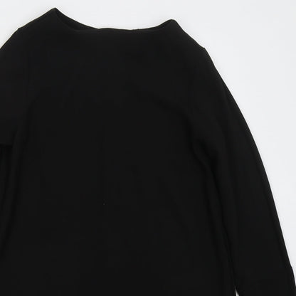 H&M Womens Black  Polyester Shift  Size 10  Boat Neck Zip