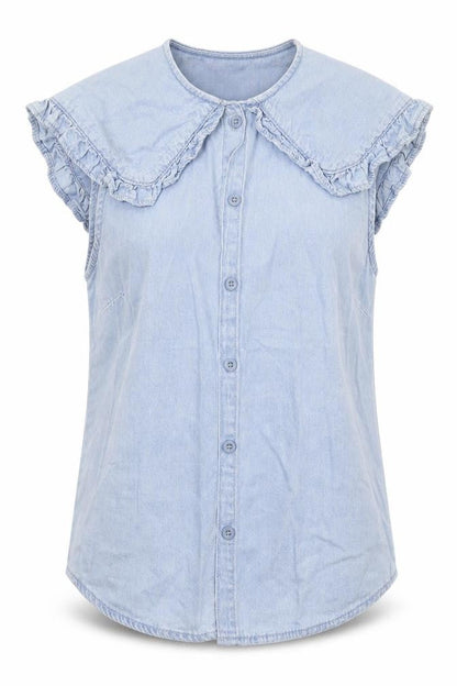 Womens UK Size 10 Denim Co Blue Basic Button-Up