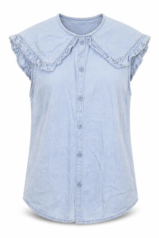 Womens UK Size 10 Denim Co Blue Basic Button-Up