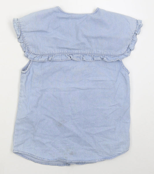 Denim Co Womens Blue  Cotton Basic Button-Up Size 10 Crew Neck