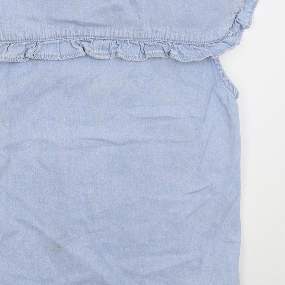 Denim Co Womens Blue  Cotton Basic Button-Up Size 10 Crew Neck