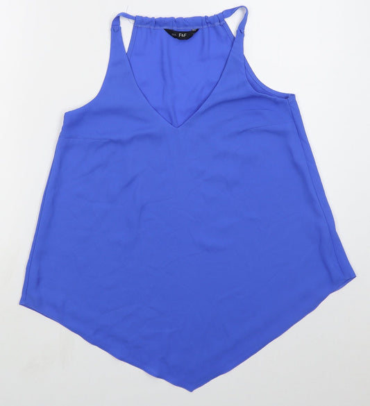 F&F Womens Blue  Polyester Basic Tank Size 6 V-Neck