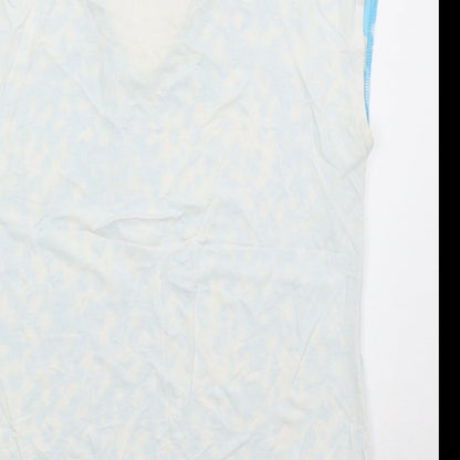 Dunnes Womens Blue  Polyester Basic T-Shirt Size XS V-Neck - Abstract