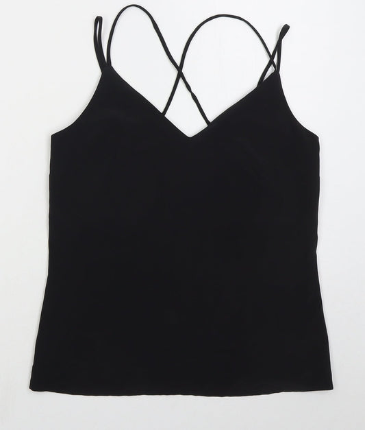 F&F Womens Black  Polyester Basic Tank Size 6 V-Neck