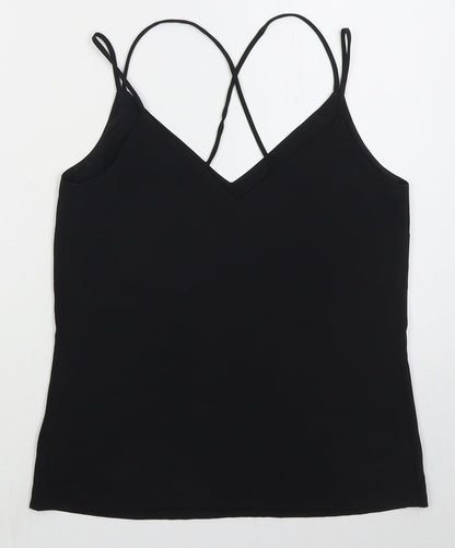F&F Womens Black  Polyester Basic Tank Size 6 V-Neck