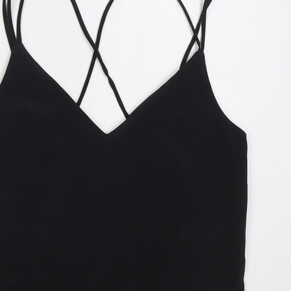 F&F Womens Black  Polyester Basic Tank Size 6 V-Neck