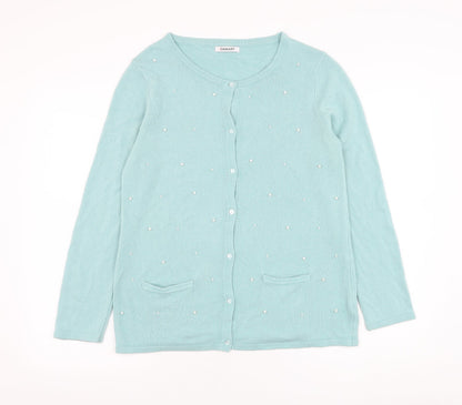 Damart Womens Blue Round Neck  Acrylic Cardigan Jumper Size 10