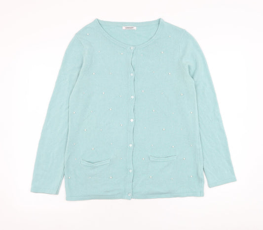 Damart Womens Blue Round Neck  Acrylic Cardigan Jumper Size 10