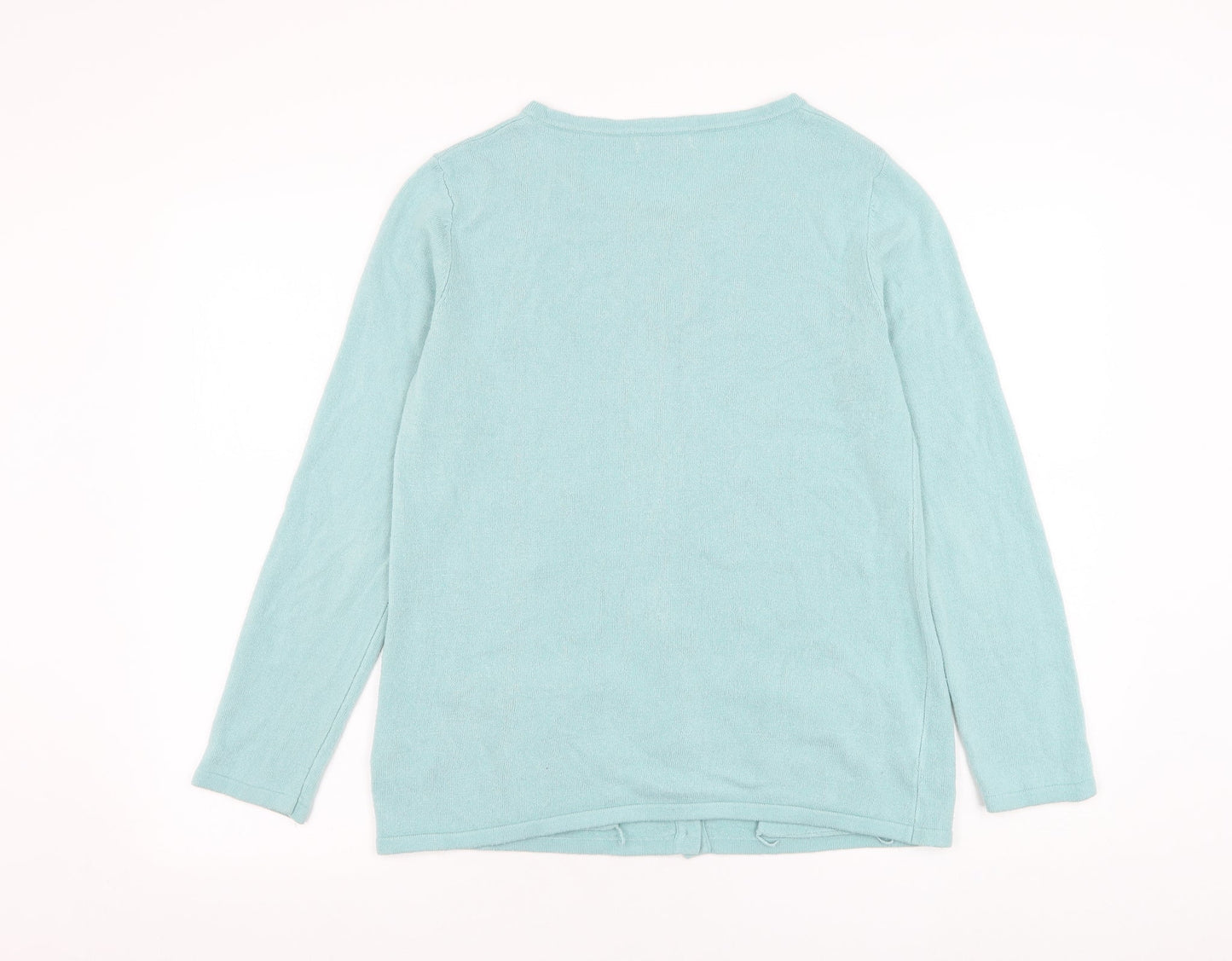 Damart Womens Blue Round Neck  Acrylic Cardigan Jumper Size 10