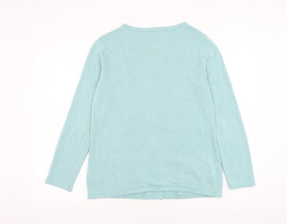 Damart Womens Blue Round Neck  Acrylic Cardigan Jumper Size 10