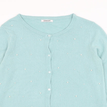Damart Womens Blue Round Neck  Acrylic Cardigan Jumper Size 10