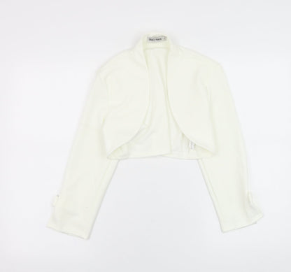 Grace Karin Womens White Round Neck  Polyester Cardigan Jumper Size S