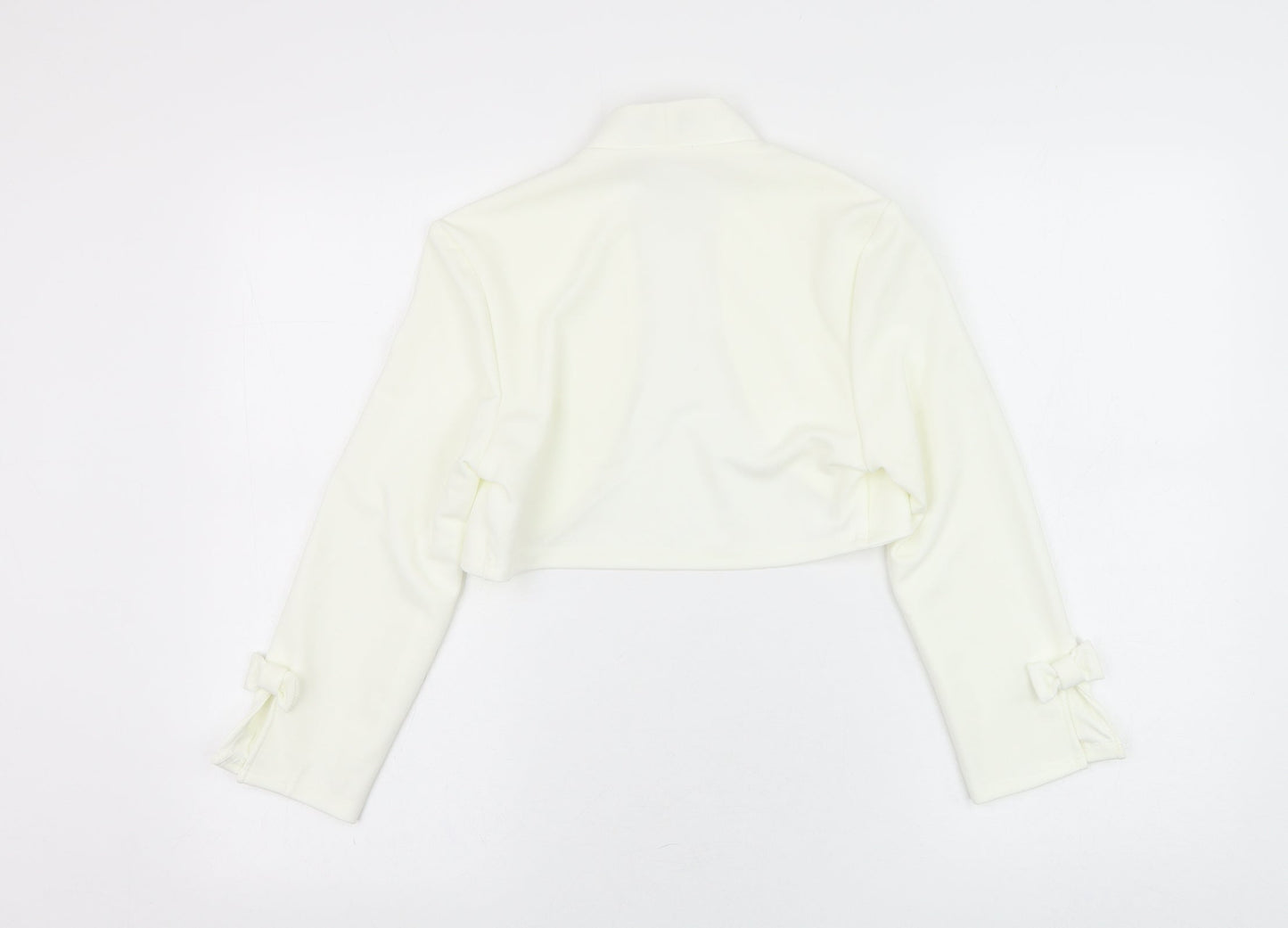 Grace Karin Womens White Round Neck  Polyester Cardigan Jumper Size S
