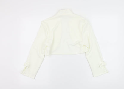 Grace Karin Womens White Round Neck  Polyester Cardigan Jumper Size S