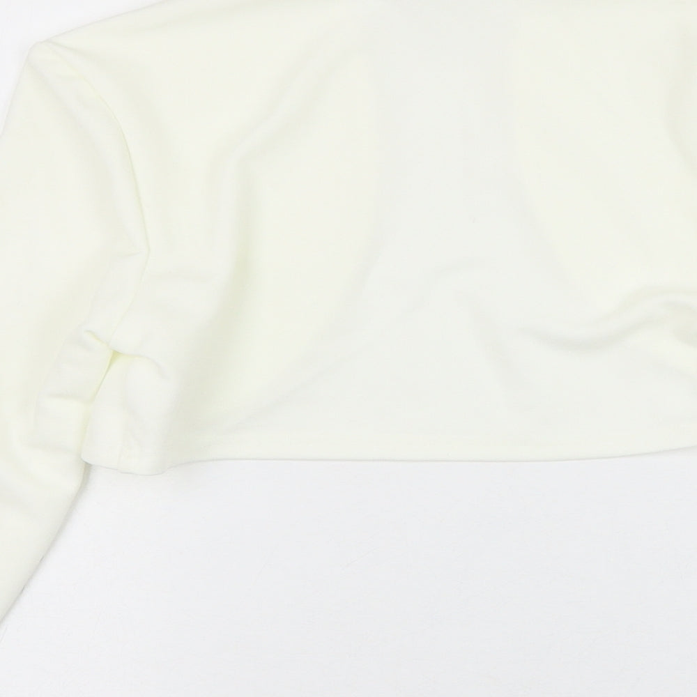 Grace Karin Womens White Round Neck  Polyester Cardigan Jumper Size S