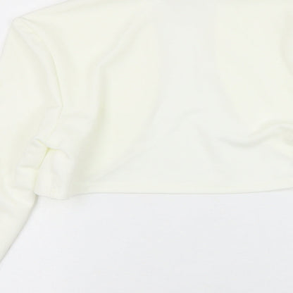 Grace Karin Womens White Round Neck  Polyester Cardigan Jumper Size S
