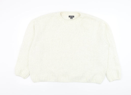 Primark Womens White Round Neck  Polyester Pullover Jumper Size 18