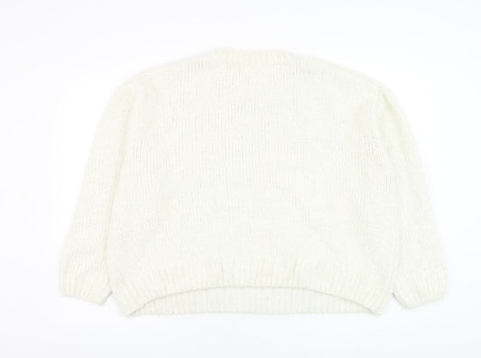 Primark Womens White Round Neck  Polyester Pullover Jumper Size 18