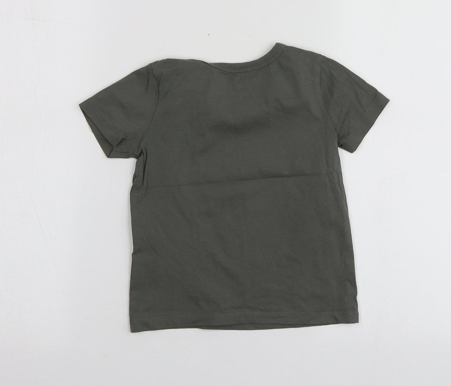 George Boys Green Geometric Cotton Pullover T-Shirt Size 2-3 Years Round Neck