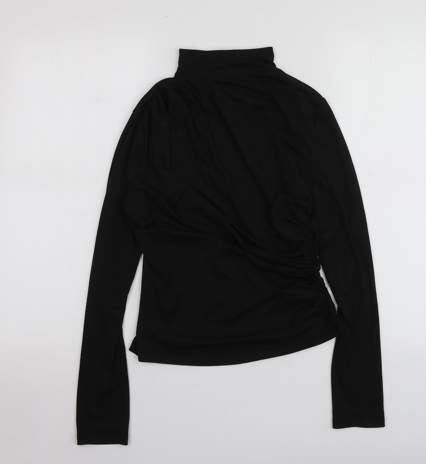 SheIn Womens Black  Polyester Basic T-Shirt Size M High Neck