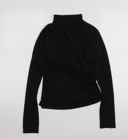 SheIn Womens Black  Polyester Basic T-Shirt Size M High Neck