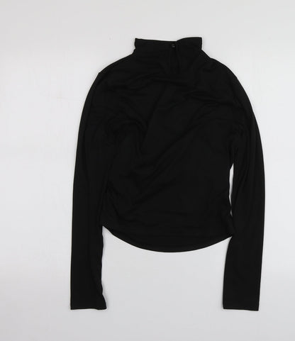 SheIn Womens Black  Polyester Basic T-Shirt Size M High Neck