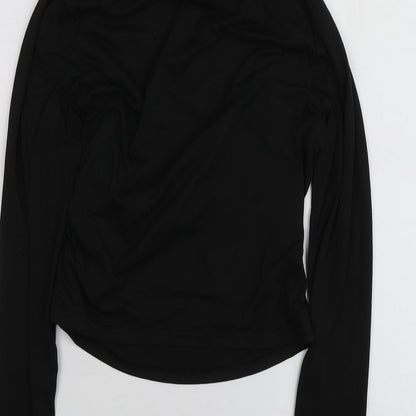 SheIn Womens Black  Polyester Basic T-Shirt Size M High Neck