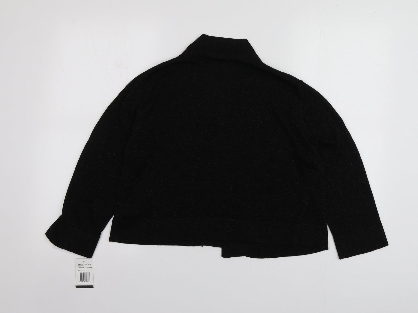 Ronni Nicole Womens Black V-Neck  Rayon Cardigan Jumper Size L