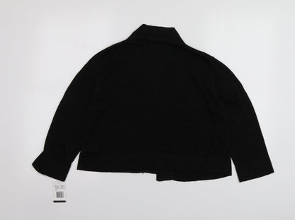 Ronni Nicole Womens Black V-Neck  Rayon Cardigan Jumper Size L