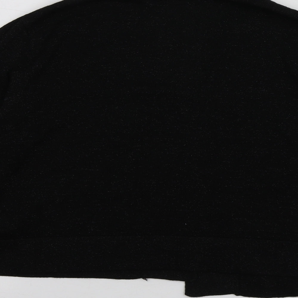 Ronni Nicole Womens Black V-Neck  Rayon Cardigan Jumper Size L