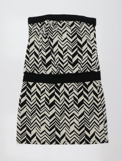 Warehouse Womens Beige Geometric Polyester A-Line  Size 14  Square Neck