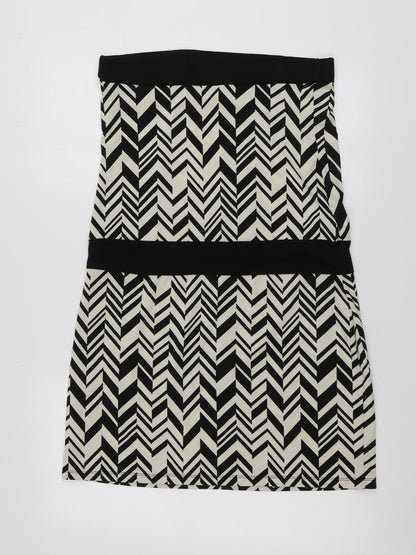 Warehouse Womens Beige Geometric Polyester A-Line  Size 14  Square Neck