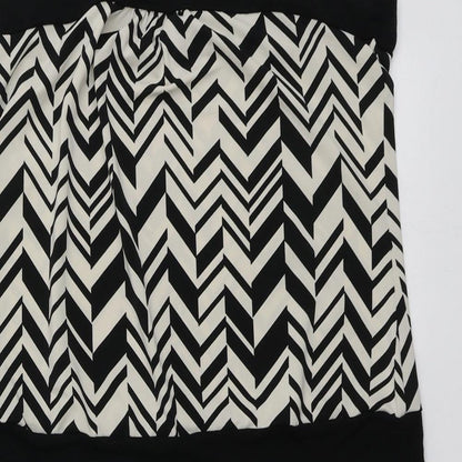 Warehouse Womens Beige Geometric Polyester A-Line  Size 14  Square Neck
